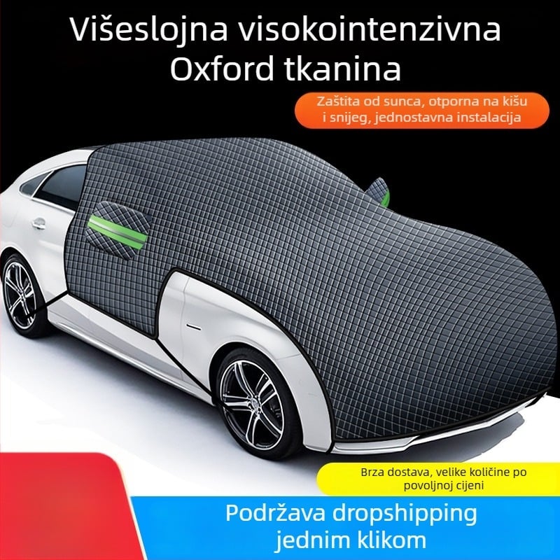 Zimska zaštita za vjetrobran automobila, Oxford tkanina, teleskopska montaža, universalna prilagodba, karirani uzorak, debeli dizajn