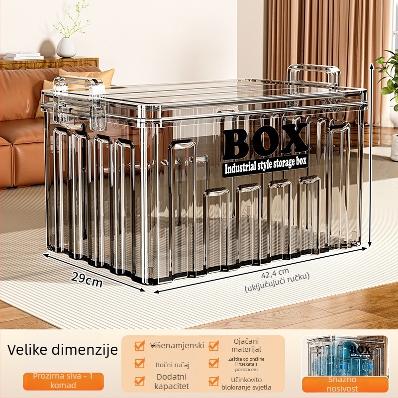 Kutija za pohranu, prozirna, 20–30 L, slagiva, s poklopcem, od PP plastike