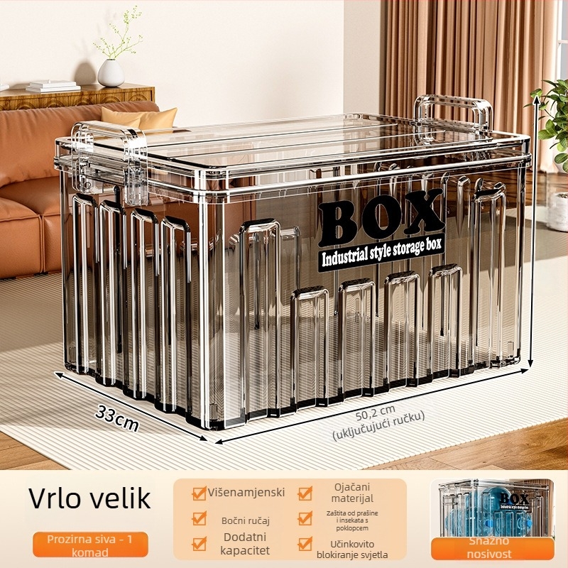 Kutija za pohranu, prozirna, 20–30 L, slagiva, s poklopcem, od PP plastike