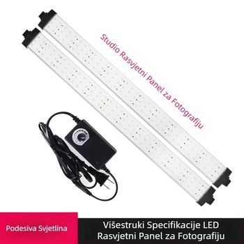 Aluminijsko kućište studijskog rasvjetnog panela s LED trakom, mekani svjetlo, bezkrokno podešavanje jačine, 22W, 7–12V