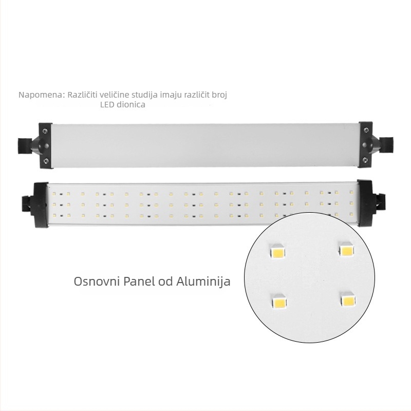 Aluminijsko kućište studijskog rasvjetnog panela s LED trakom, mekani svjetlo, bezkrokno podešavanje jačine, 22W, 7–12V