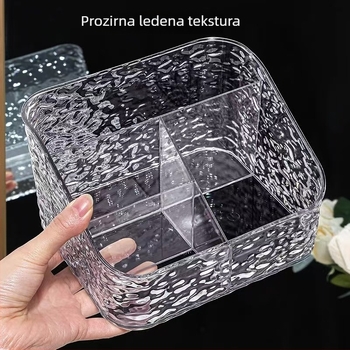 Kutija za pohranu kozmetike s više odjeljaka — Glacier uzorak, PET plastični organizator (0,5 L, bez poklopca)