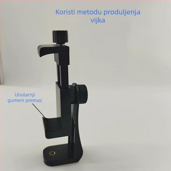 Stolna držač za telefon s 360° rotacijom i hot shoe klipom – univerzalno, plastično, nosivost 2–5 kg