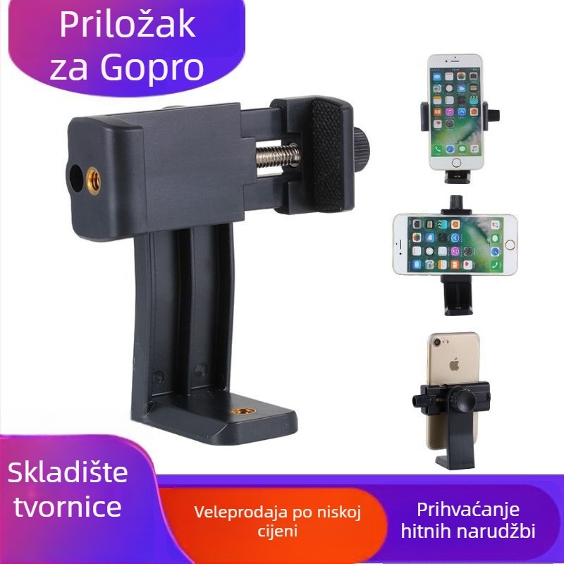 Stolna držač za telefon s 360° rotacijom i hot shoe klipom – univerzalno, plastično, nosivost 2–5 kg