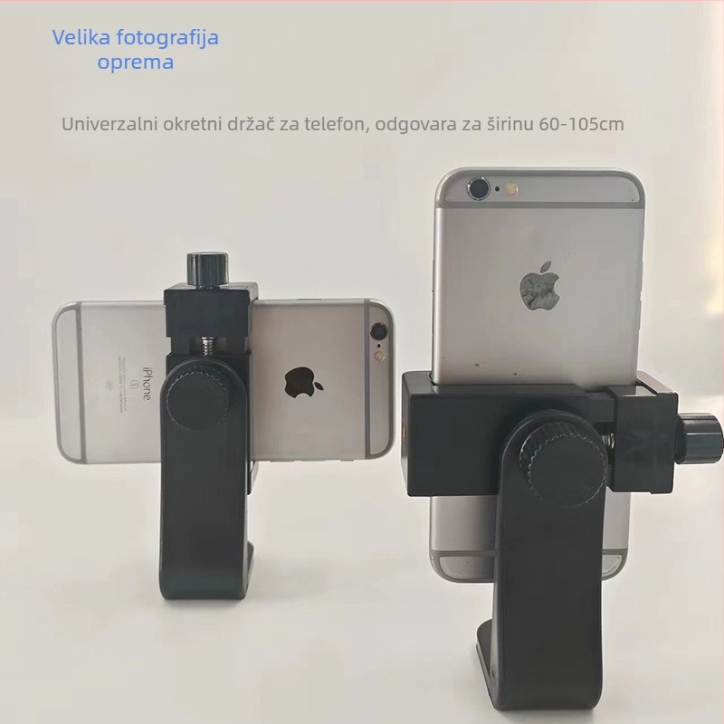 Stolna držač za telefon s 360° rotacijom i hot shoe klipom – univerzalno, plastično, nosivost 2–5 kg