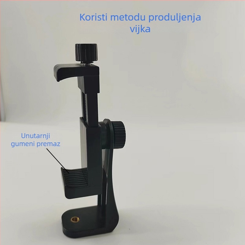 Stolna držač za telefon s 360° rotacijom i hot shoe klipom – univerzalno, plastično, nosivost 2–5 kg