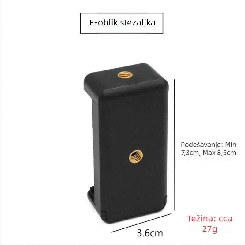 Stolna držač za telefon s 360° rotacijom i hot shoe klipom – univerzalno, plastično, nosivost 2–5 kg