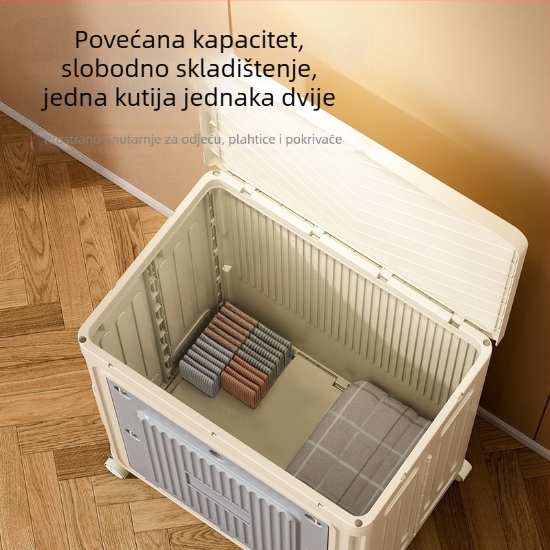 Kutija za odlaganje odjeće – sklopiva, prenosiva s kotačićima, polipropilenska konstrukcija, kapacitet 5–10 L