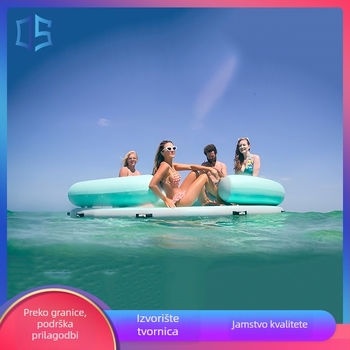 Naduvljiva plutajuća platforma za vodu s joga prostirkom i zonom za odmor (brušeni materijal, olakšanje stresa, prilagođeno, model 665, pogodna za događaje i vodene sportove)
