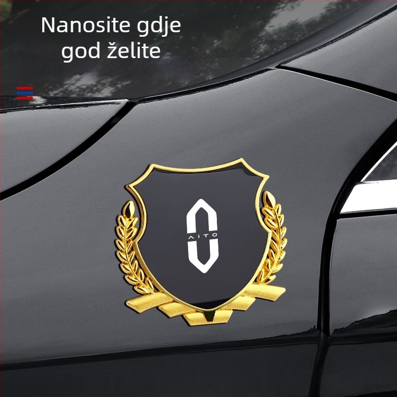 Bočna emblema od cinka legura s motivom pšenice za vozila AITO M5/M7/M8/M9, metalna dekoracija karoserije, samoljepljiva montaža