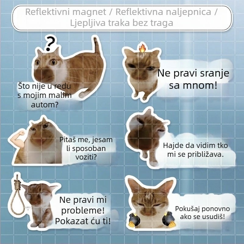 Naljepnice za karoseriju automobila s meme mačkom – smiješni tekstovi, vodootporne, za stražnje staklo i bočne stranice