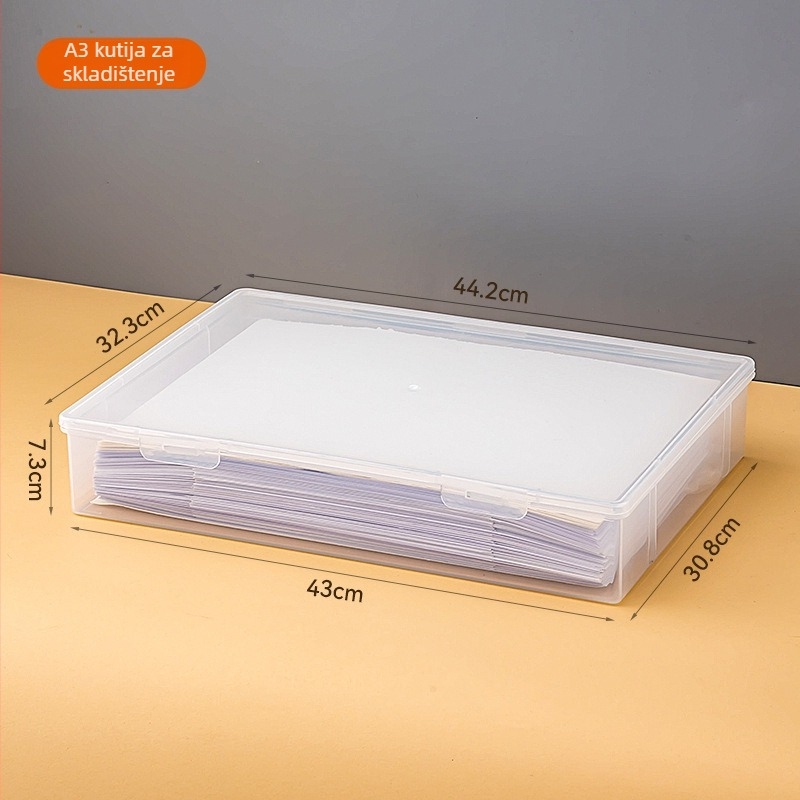 Stolna kutija za pohranu s poklopcem, prozirni PP plast, model 3680, kapacitet 2 L, za organiziranje tehničkih crteža
