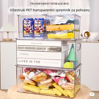 Stolna PET kutija za pohranu s poklopcem – prozirna, 10 L, slaganje