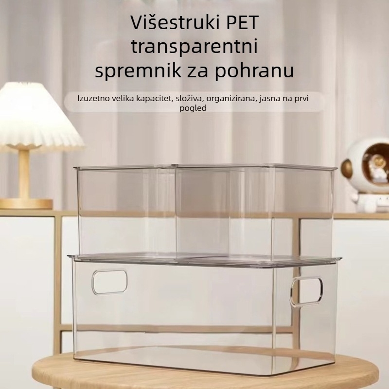 Stolna PET kutija za pohranu s poklopcem – prozirna, 10 L, slaganje