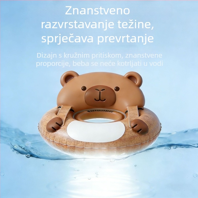 Dječji plivački prsten za vrat, životinjski uzorak, PVC, ručno napuhavanje, dob 0-3 i 3-6 godina