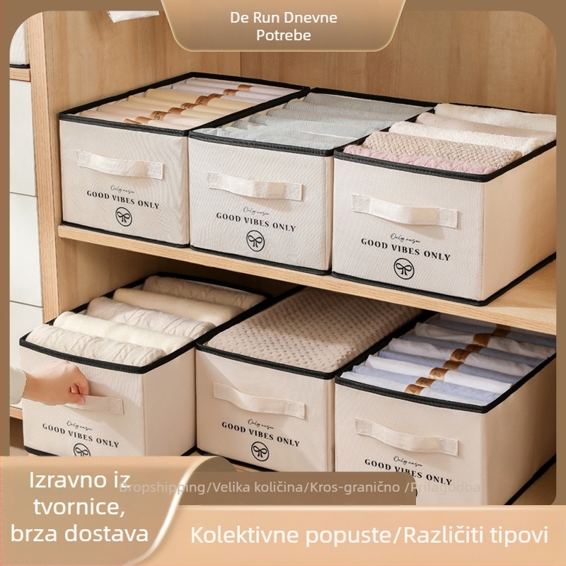 Kutija za skladištenje odjeće – sklopiva, s pregradama, može se slagati, od Oxford platna, kapacitet 45 L, set od 25 kom