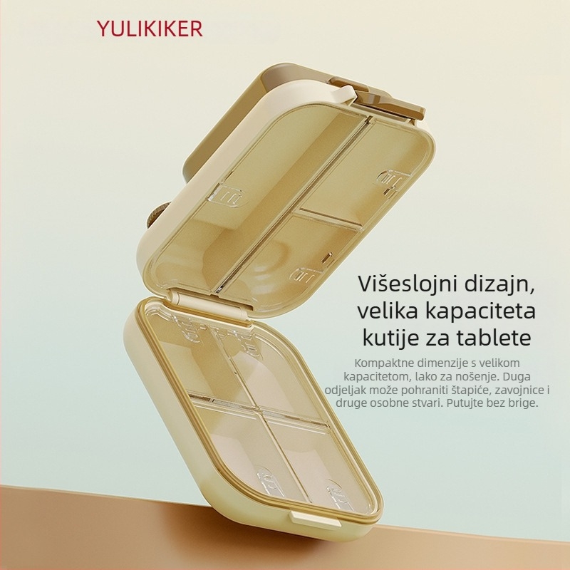 YULIKIKER M5680 kutija za tablete – ABS plast, 7 pretinaca, prašinu otporna, s pregradama, poklopac