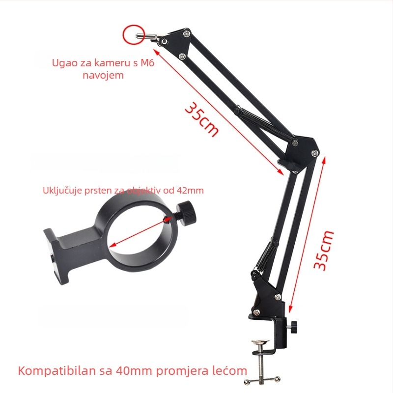 Stalak za mikroskop s rotirajućim ramenom za industrijske kamere, teleskopska sklopiva leća, 5x okular, model HY-SJBB