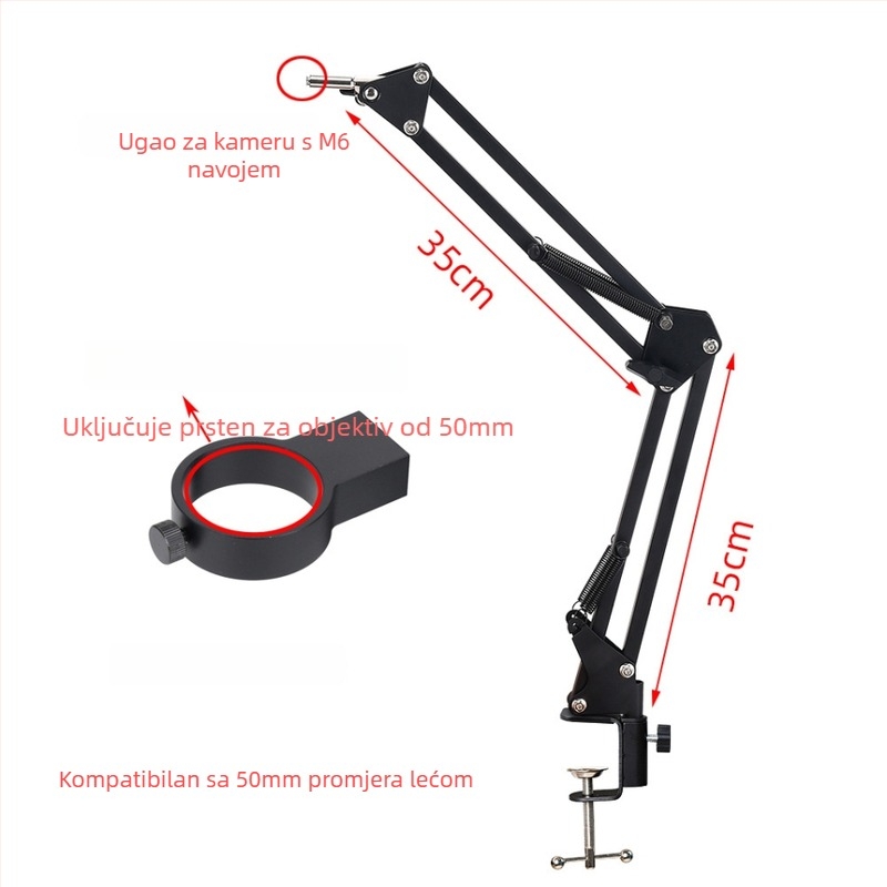 Stalak za mikroskop s rotirajućim ramenom za industrijske kamere, teleskopska sklopiva leća, 5x okular, model HY-SJBB