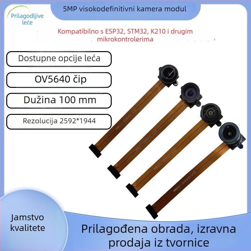 Kamera modul OV5640, 5MP, 2592x1944, DVP sučelje, 200° širokokutni objektiv, kompatibilan s ESP32