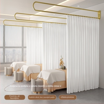Zavjesa s mrežom za prostoriju – moderni minimalistički stil, jednobojni uzorak, pogodna za dnevni boravak, spavaću sobu i hodnik