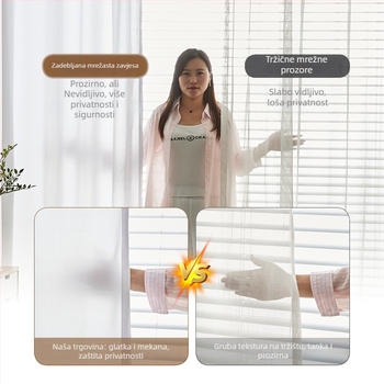 Zavjesa s mrežom za prostoriju – moderni minimalistički stil, jednobojni uzorak, pogodna za dnevni boravak, spavaću sobu i hodnik