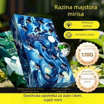 Auto osvježivač zraka – čvrsti parfemski blok za dezodoriranje i zadržavanje mirisa, note Citrus Musk i Freesia, 100–200 ml, ugradnja na sjedalo, 31–60 dana isparavanja