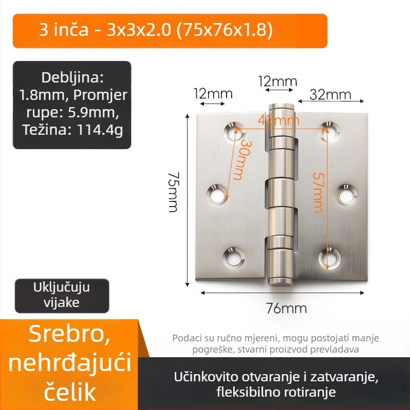 Panta od nehrđajućeg čelika, model Tianze, materijal: 201 nehrđajući čelik, završna obrada: brušena i polirana, tip ravnog otvaranja