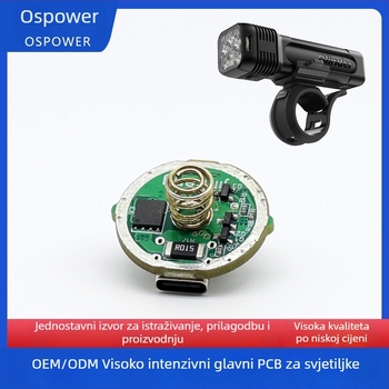 Prednje svjetlo za bicikl s tražilicom i režimom upozorenja, Ospower, kapacitet 999999