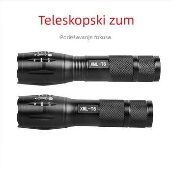 LED svjetiljka od aluminijske legure s T6 LED-om, podesivi fokus, dugi domet iznad 500 m, punjiva uz punjač, model A100