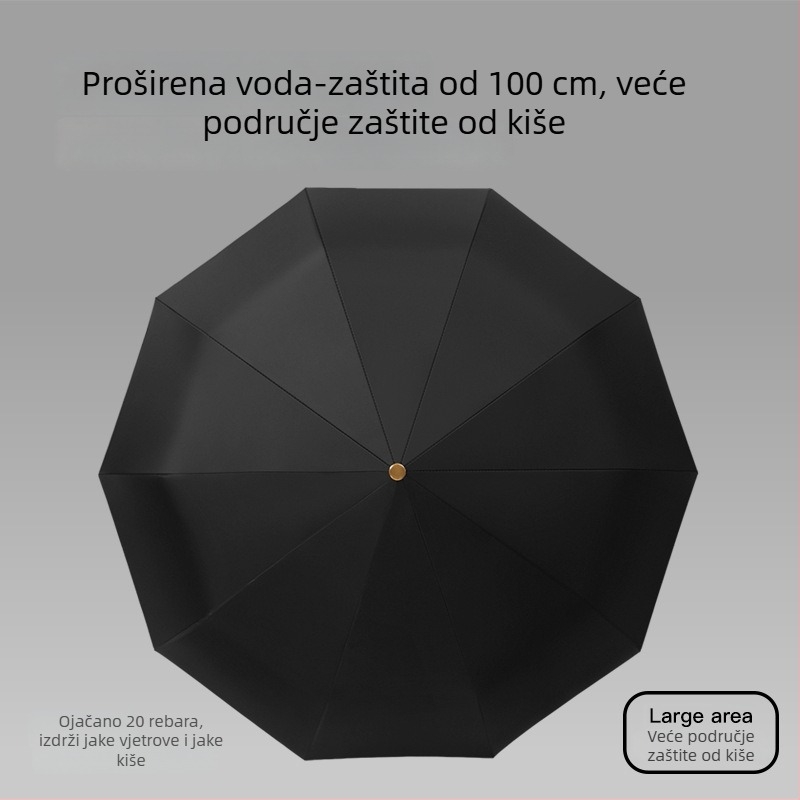 Automatski poslovni kišobran s 10 rebara, reklamna upotreba, UV zaštita UPF > 50, prilagodba logotipa