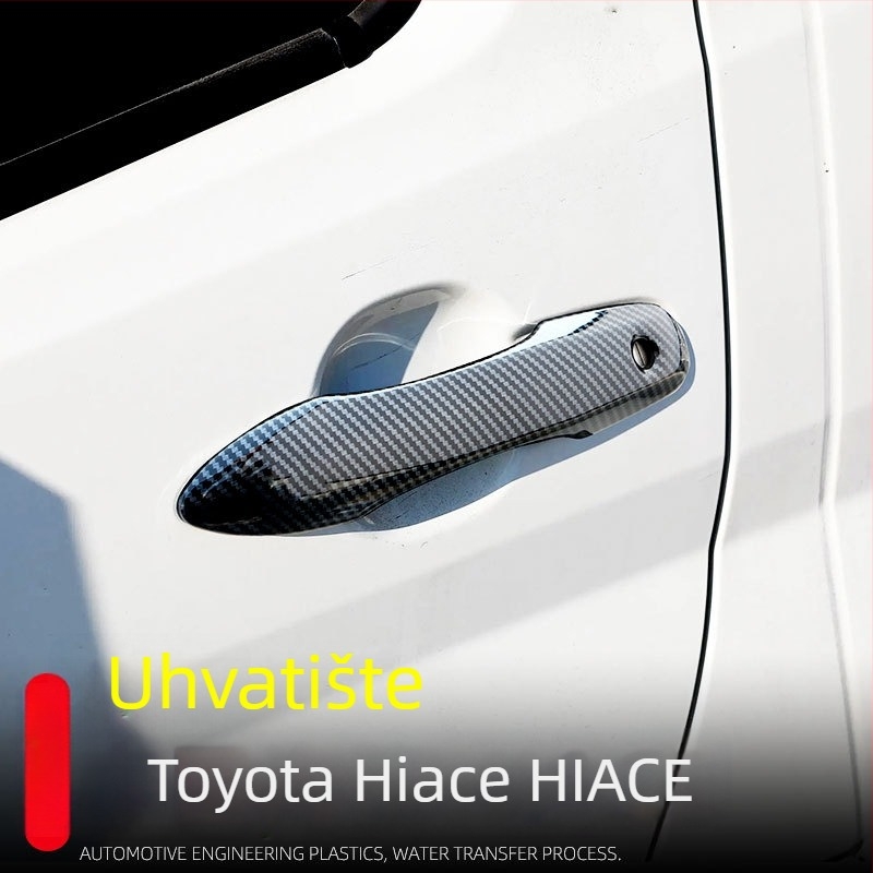 Kompletan vanjski naljepnik za Toyota Hiace: ručka vrata, vanjski retrovizor, dekorativni okvir prednje rešetke — ABS materijal, postavljanje ljepilom, bez prerade
