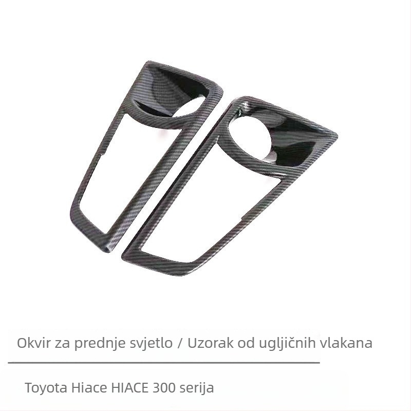Kompletan vanjski naljepnik za Toyota Hiace: ručka vrata, vanjski retrovizor, dekorativni okvir prednje rešetke — ABS materijal, postavljanje ljepilom, bez prerade