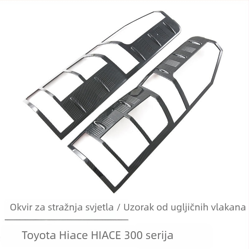 Kompletan vanjski naljepnik za Toyota Hiace: ručka vrata, vanjski retrovizor, dekorativni okvir prednje rešetke — ABS materijal, postavljanje ljepilom, bez prerade