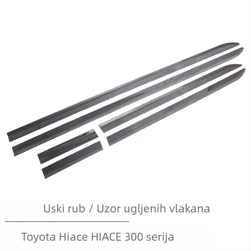 Kompletan vanjski naljepnik za Toyota Hiace: ručka vrata, vanjski retrovizor, dekorativni okvir prednje rešetke — ABS materijal, postavljanje ljepilom, bez prerade