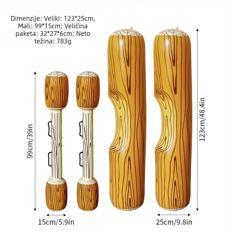 Naduvani PVC plivajući set s drvenim uzorkom za vodene igre – Model 123Li, Dobna skupina 15–35 godina