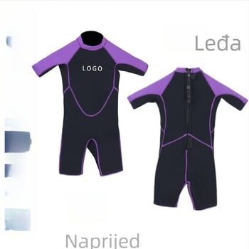 3.5mm dječji jednodijelni wetsuit s kratkim rukavima, topao za surfanje, snorkeling i plivanje; unisex, jednobojni; materijal: pjena otporna na tlak; sezona: ljeto, proljeće, jesen.