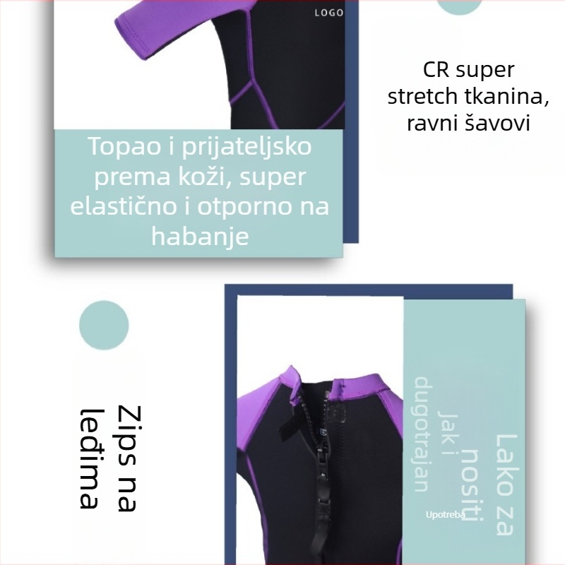 3.5mm dječji jednodijelni wetsuit s kratkim rukavima, topao za surfanje, snorkeling i plivanje; unisex, jednobojni; materijal: pjena otporna na tlak; sezona: ljeto, proljeće, jesen.