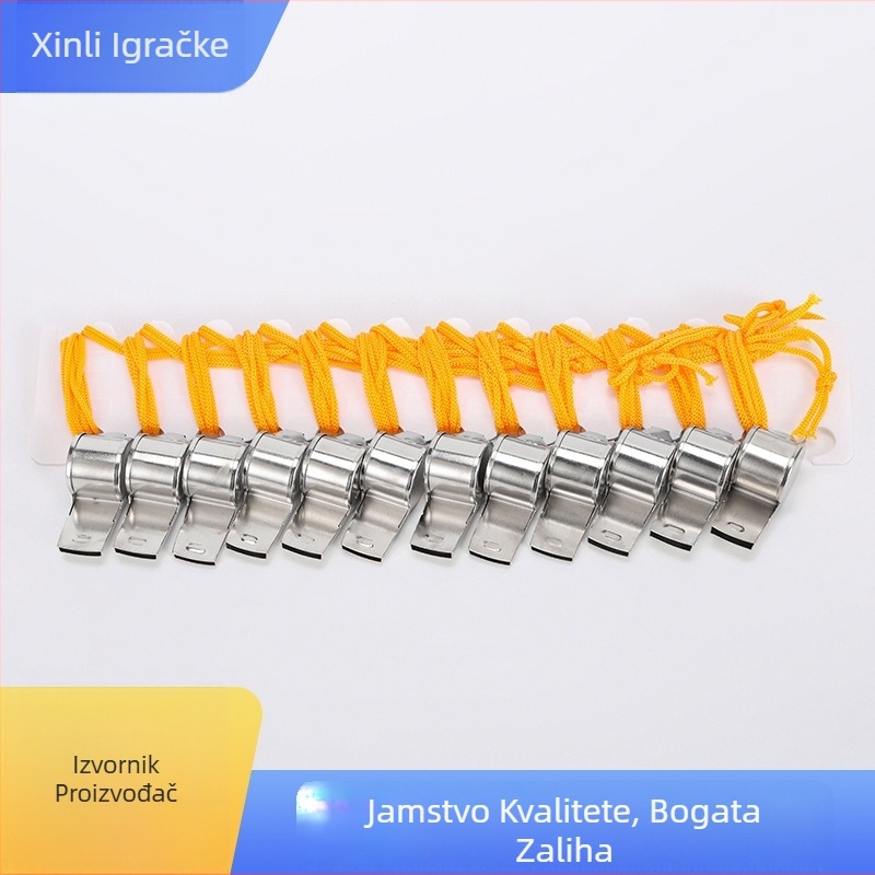 Metalna zviždaljka s narukvicom za nošenje, prijenosna zviždaljka za suđenje, prilagođeni logotip, kutija 2000 kom