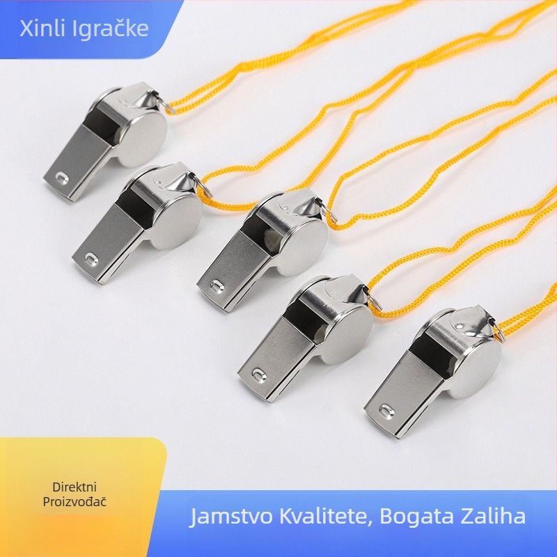 Metalna zviždaljka s narukvicom za nošenje, prijenosna zviždaljka za suđenje, prilagođeni logotip, kutija 2000 kom