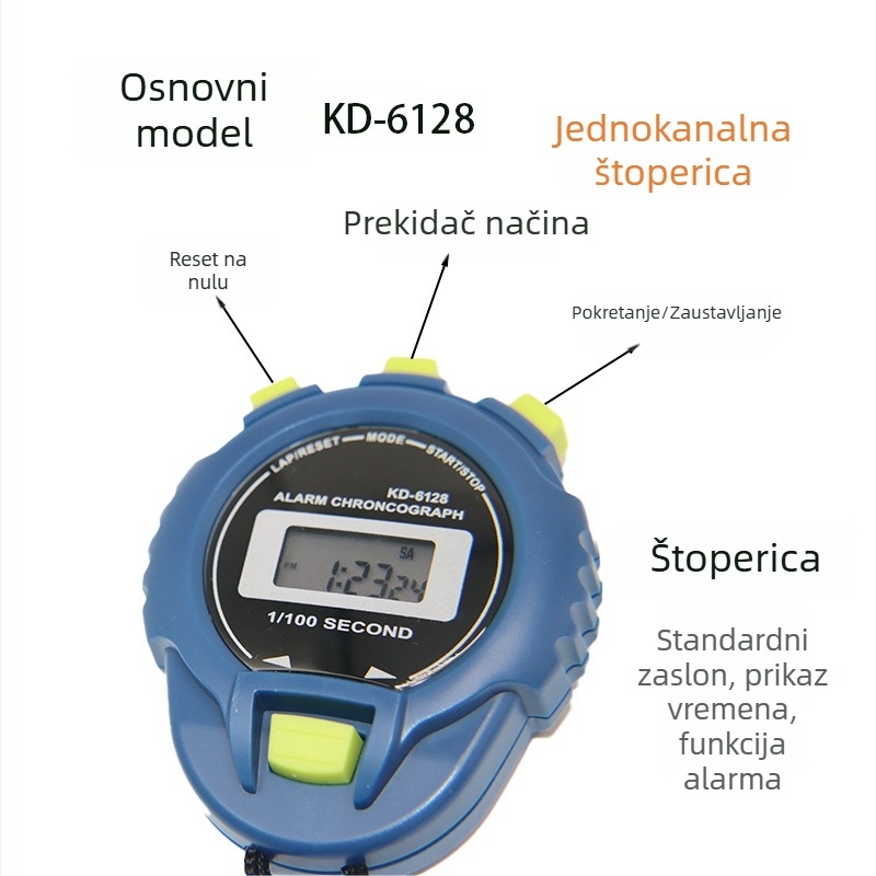 Elektronske штоперке za sportski trening — atletika, trčanje i plivanje; vodootporne, s podsjetnikom vremena