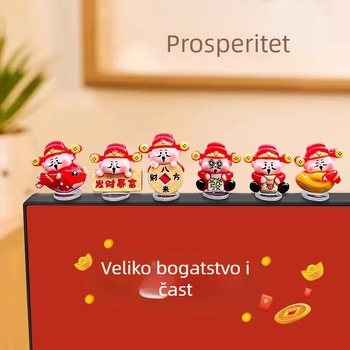 Bog bogatstva – karikaturalna statueta od smole za monitor, uredski ukras