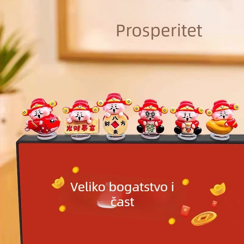Bog bogatstva – karikaturalna statueta od smole za monitor, uredski ukras