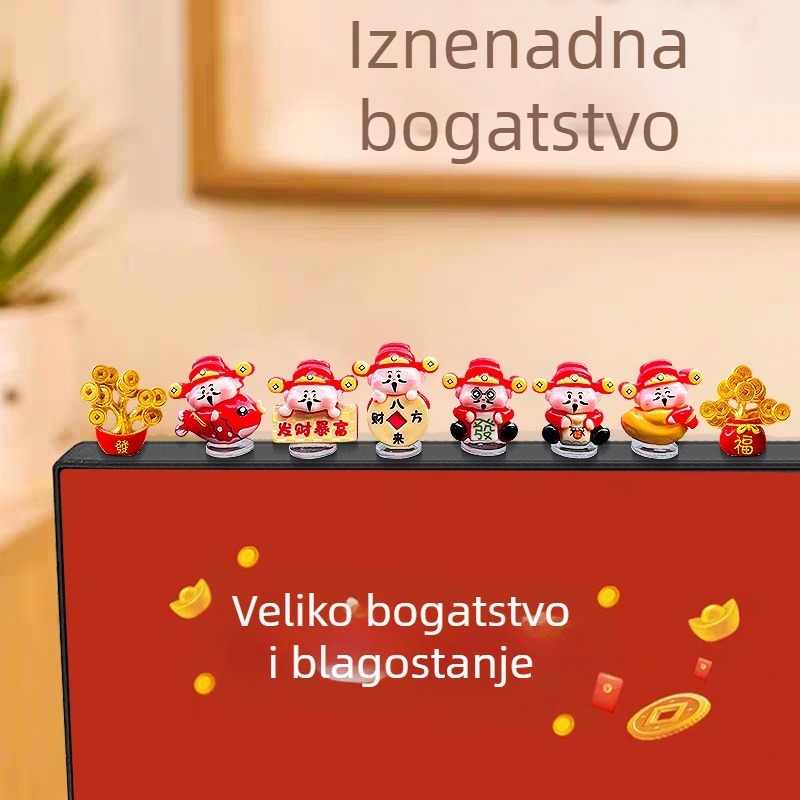 Bog bogatstva – karikaturalna statueta od smole za monitor, uredski ukras