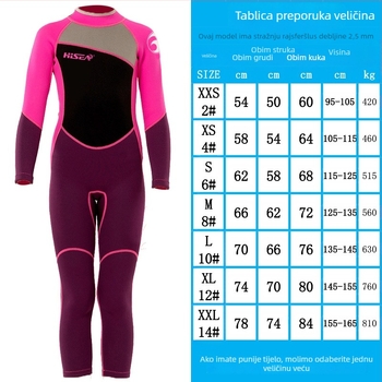 Dječji jednodjelni wetsuit s dugim rukavima – Lycra, brzo sušenje, karikatura uzorak