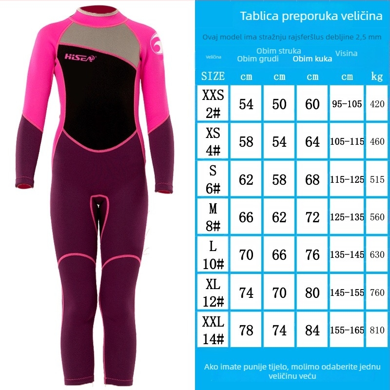 Dječji jednodjelni wetsuit s dugim rukavima – Lycra, brzo sušenje, karikatura uzorak