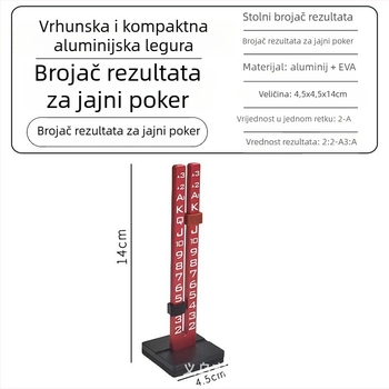 Tablica rezultata od aluminijske legure, moguć otisak logotipa, pogodna za šah i igre s kartama, stolna verzija