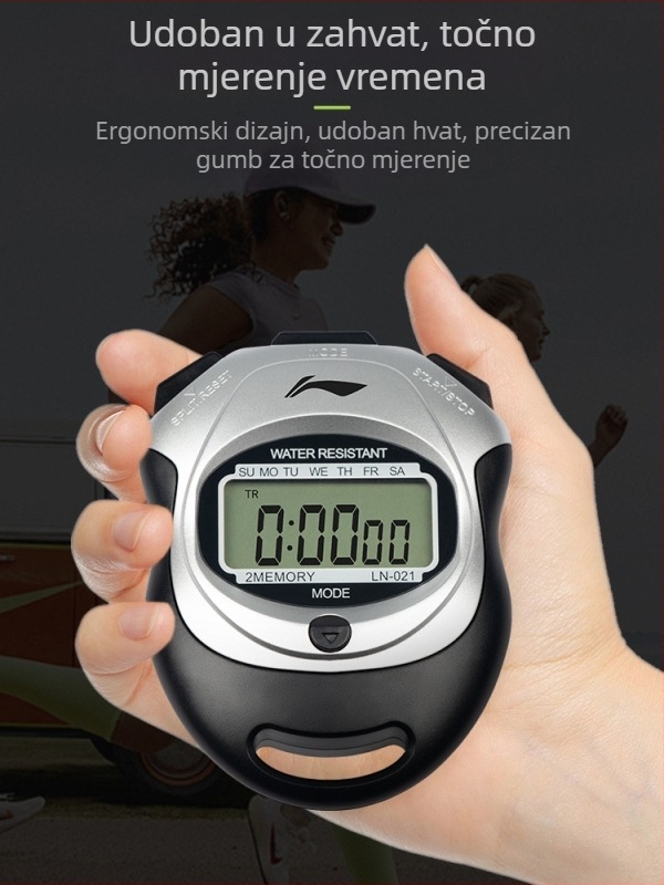 Li Ning elektronički štoper s ABS kućištem, vodootporan, funkcija pauze, protuklizno (53 g, displej u jednom redu)