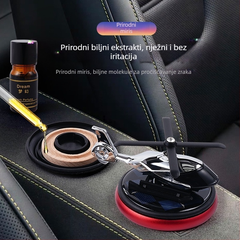 Automobilska aromaterapijska dekoracija: solarno poganjan vrtljivi helikopter, 5–10 ml mirisa, cvjetne note, plastično kućište, trajanje mirisa 31–60 dana