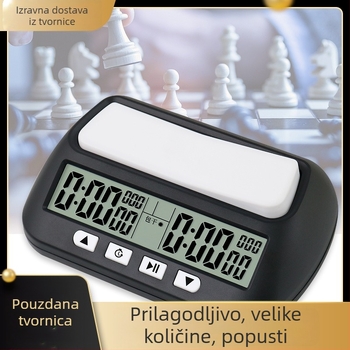 Elektronički šahovski tajmer s funkcijom pauze, ABS kućište, protuklizno, jednostrani prikaz, 105 g